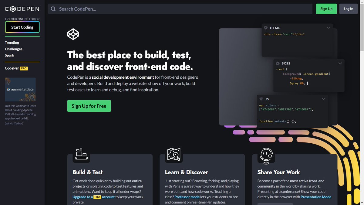 I suggest you not to install any editor in beginning, try to write your first line of code on online editor. It's easy and convenient You1. Codepen ( https://codepen.io/ )2. Codesandbox ( https://codesandbox.io/dashboard )(4 / 13)