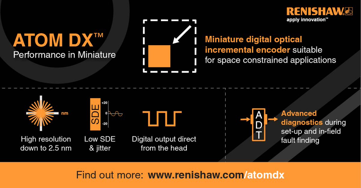 Does your application require positional feedback, onboard interpolation, and filtering optics all in a miniature package?

Find out about  the miniature ATOM DX™ encoder, our smallest optical encoder with digital output direct from the readhead. bit.ly/31bRphL