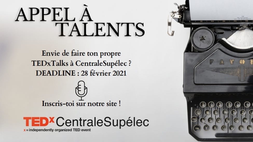 Esprit créatif ? Venez partager vos idées au TEDxCentraleSupélec !
L'événement se tiendra en mai 2021 à <a href="/centralesupelec/">CentraleSupélec</a> et conviera huit speakers! Pour intervenir comme speaker, répondez à ce questionnaire : 
forms.gle/GbGCgZvKhEMf6h…
Nous vous recontacterons très prochainement!