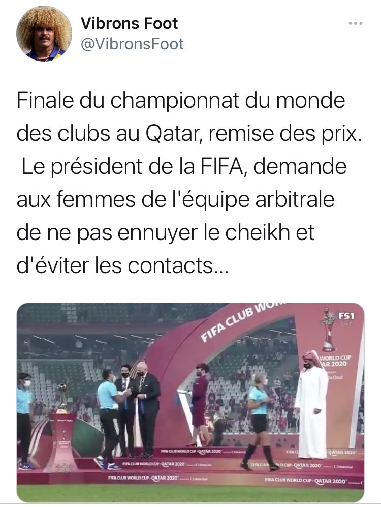 abdelaitomar's tweet photo. Je suis scandalisé par ces images. ⁦@MarleneSchiappa⁩. Elles doivent être condamnées et le président de la FIFA viré. ⁦@fifacom_fr⁩ ⁦@EmmanuelMacron⁩⁦@JeanCASTEX⁩ https://t.co/OvqlnpzH9K