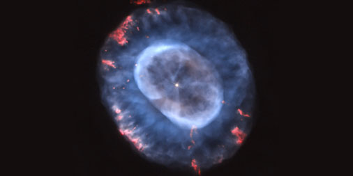 HubbleTelescope's tweet image. You’re staring at a star’s “guts”! 😳

When medium-mass stars run out of fuel, like the Snowball Nebula, they puff off their outer layers—resulting in gorgeous, art-like displays known as planetary nebulas.

Credit: NASA, ESA, and A. Hajian (University of Waterloo).