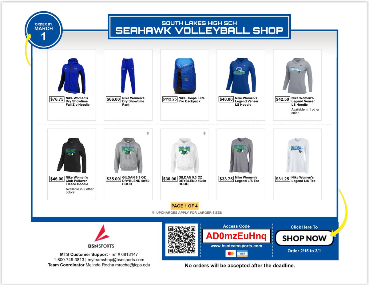 🚨 the <a href="/SouthLakesVB/">South Lakes High School Volleyball</a> online store is now live 🚨 Get your team gear at the Seahawk Volleyball shop My Team Shop by March 1st! bsnteamsports.com/shop/AD0mzEuHn…