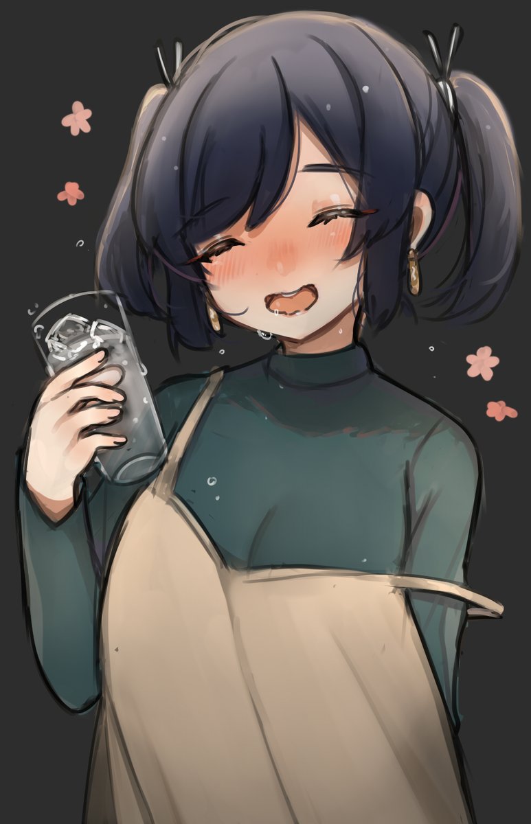souryuu (kancolle) 1girl solo drunk official alternate costume twintails closed eyes sweater  illustration images
