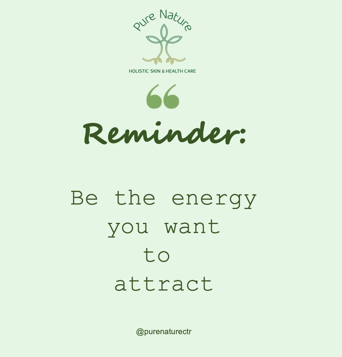 purenaturectr's tweet photo. Just a friendly reminder: Be the energy you want to attract! #positivevibes #positivethinking #happymonday #positiveenergy https://t.co/wZFshxqVkB
