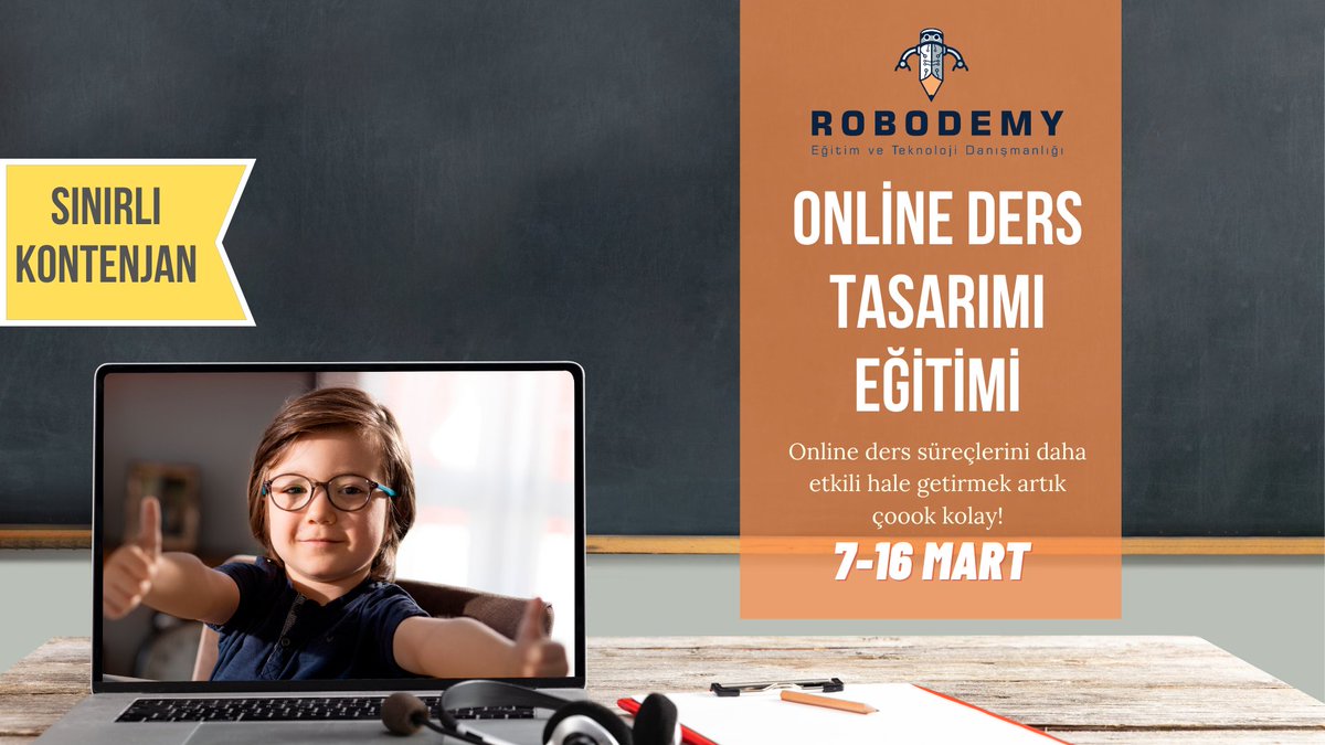 Merhaba Online Ders Tasarımı Eğitimimiz Mart ayında tekrar başlıyor. Onlarca kişinin katıldığı bu eğitimde sizde yerinizi alın! Online ders süreçlerinizi daha verimli hale getirmenin yollarını bu eğitimde sizlerle paylaşıyor olacağız. Kayıt için &gt;&gt;
robodemy.com/online-ders-ta…