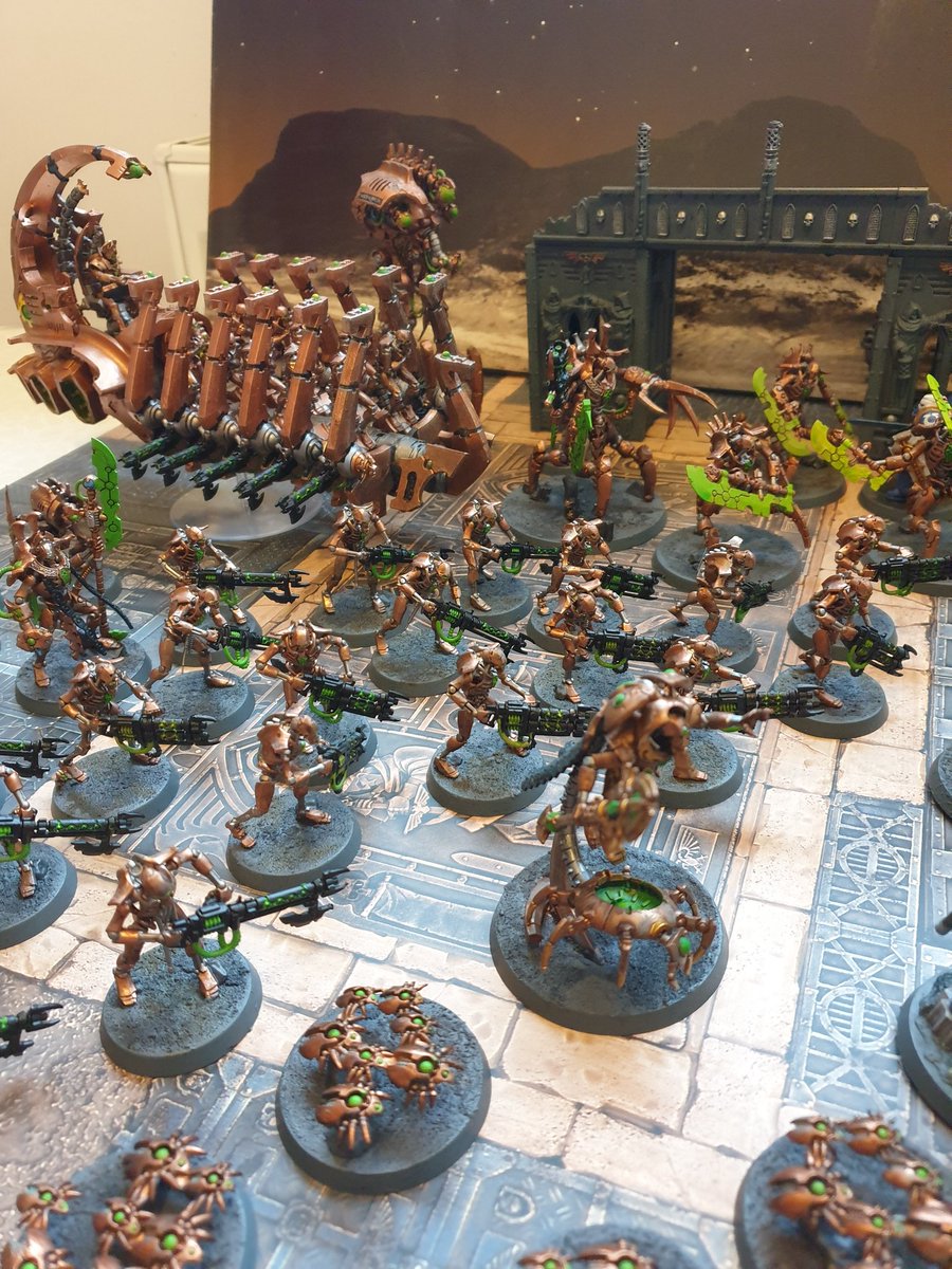 ScarbAlanMods's tweet photo. One of last year's projects - my completed Indomitus set, with added vehicles for each army. @WarComTeam #WarhammerCommunity #PaintingWarhammer #ultramarines #necrons https://t.co/J6AFb4TT4I