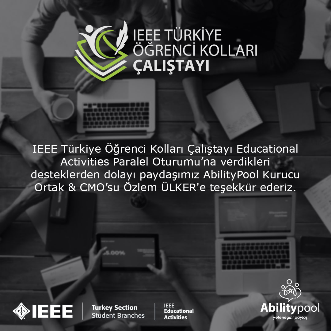 ieeetrsbea's tweet photo. Harika bir çalıştayı geride bıraktık, oturumlardardaki desteğinden ötürü paydaşımız olan @AbilityPool 'a teşekkürlerimizle. 💙

#ieee #calistay #ieeetrsb #abilitypool https://t.co/FXMiwFJio7