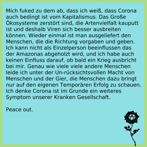 SchwarzeRoseFAU's tweet photo. Hier ist ein #CoronaFrust-Statement einer Person, die im vergangenen Jahr Abi gemacht hat. https://t.co/dqpvFZ4QCs