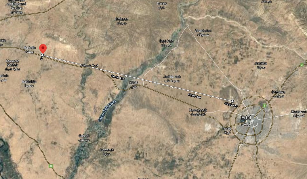 An interesting thread (h/t  @crownkut for tagging me) about vehicles stationed roughly 50km~ from  #Erbil Airport nearly 24 hours ago and about an attack against the airport.  https://twitter.com/adam15004202/status/1361057709617987592