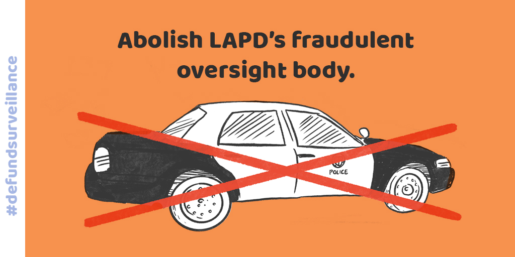 DEMAND 6: Abolish LAPD’s fraudulent oversight body! @lapdcommission is a rubber-stamp body whose role is to legitimize whatever harm LAPD wants to pursue. Ending this body is an important first step in ending LAPD’s violence.