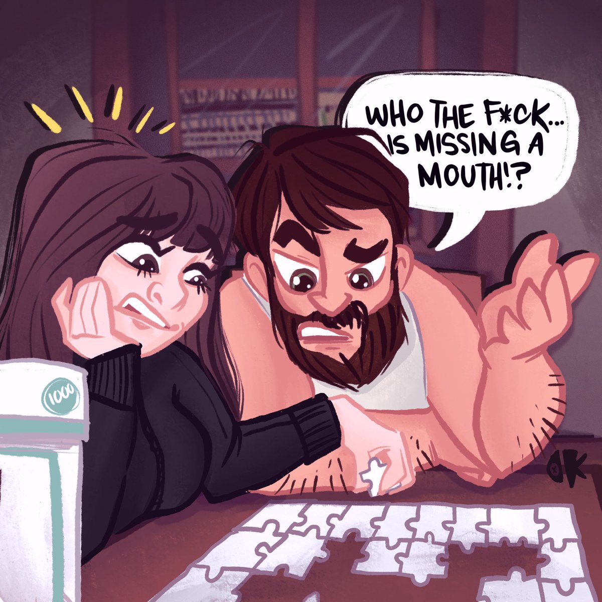 thekittosaurus's tweet photo. Puzzles are fun until you have that one piece you can’t figure out... 

#puzzletime #couple #dailydevon https://t.co/3QX0psA7OQ