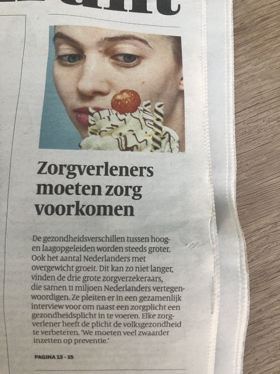 Afgelopen week in <a href="/volkskrant/">de Volkskrant</a> mooie oproep van zorgverzekeraars voor plicht om aan preventie te werken in alle zorgdomeinen. In <a href="/rotterdam/">Gemeente Rotterdam</a> wachten we daar niet op: vanaf volgend jaar voegen we 2,5 mln extra toe aan ons preventie-budget. #zorggoedgeregeld