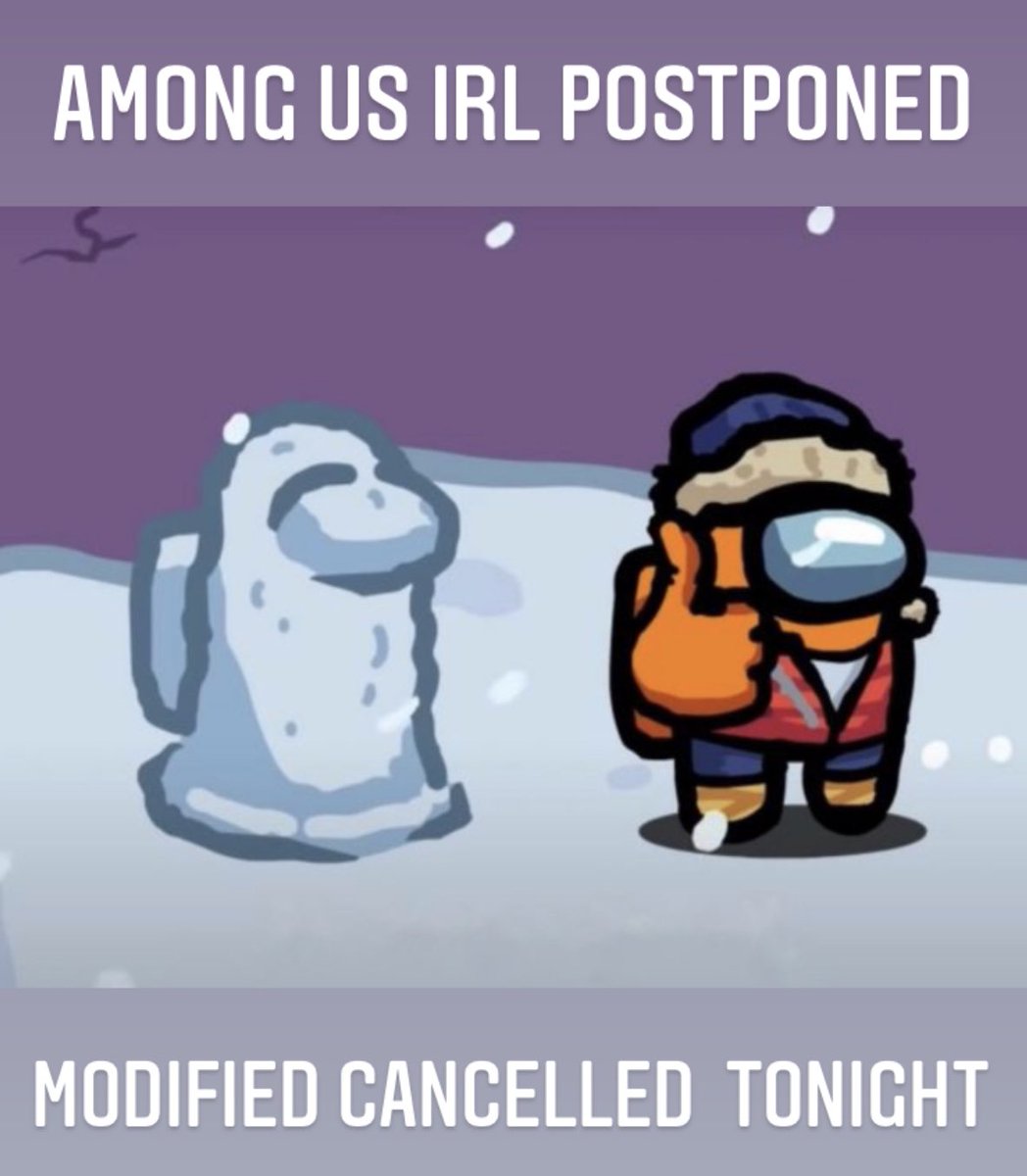 ModifiedLansing's tweet photo. The weather is looking kinda sus tonight so we are postponing IRL Among Us honest week. Join us at 7pm for Among us online. https://t.co/qGiciHRMPA