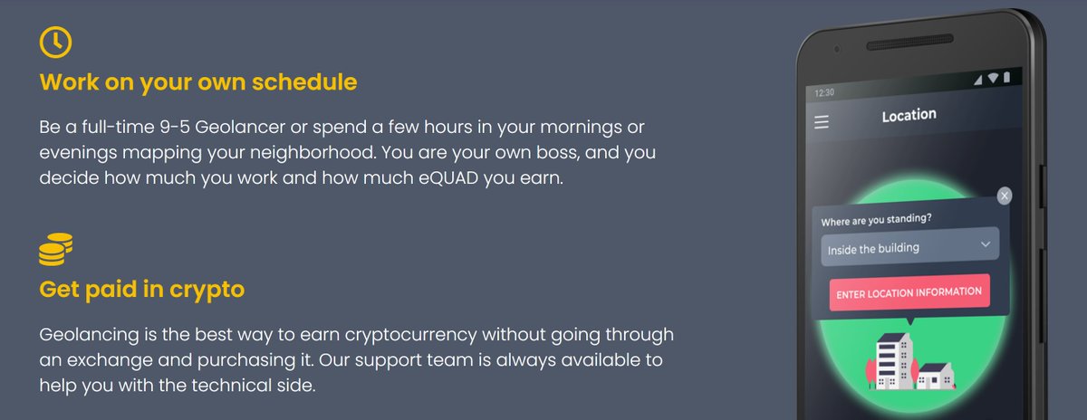 2/5Gelolancer will enable users (geolancers) to simply verify points of interest such as restaurants, convenience stores, and more, thus creating a POI-as-a-service.This can be passive income on the side or even a full time job for users.But how will it benefit holders? 