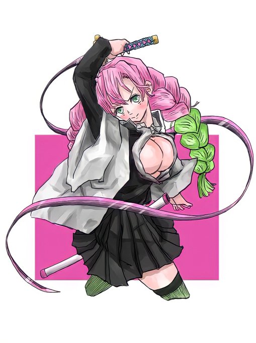 まごころ≡💨さんがTwitterに投稿した甘露寺蜜璃(鬼滅の刃)のイラスト。