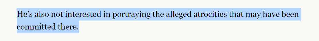 THIS WAR WAS LITERALLY AN ATROCITYYOU CANNOT DEPICT THIS WAR AS ANYTHING ELSEIT WAS A WAR CRIMEIT WAS FOUGHT THROUGH WAR CRIMESYOU CANNOT MAKE A SINCERE DOCUMENT ABOUT FALLUJAH WITHOUT WAR CRIMES