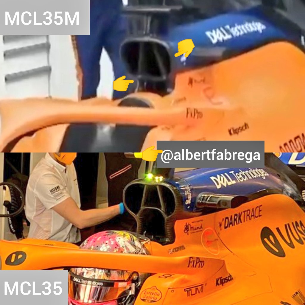 Cambios también en las entradas superiores de refrigeración y motor. Also changes on the roll hoop cooling and engine intakes. #MCL35M