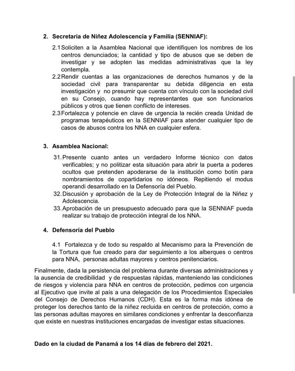 La Red de DDHH <a href="/ForoSocCivil/">Red de Derechos Humanos</a>  luchó por el establecimiento del Mecanismo de Prevención de la Tortura y otros tratos crueles, inhumanos y degradantes #MNP a personas bajo custodia del estado, adscrito a <a href="/DefensoriaPan/">Defensoría del Pueblo de Panamá🕊</a> Se requiere fortalecer su mandato y su independencia funcional