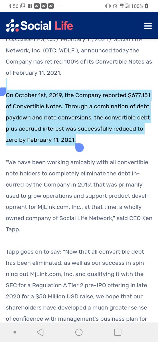  $wdlf you do you. You will have people brag about buying hundred thousands to million shares. I don't care to read that because to me you will never know what I buy. Just know this is solid