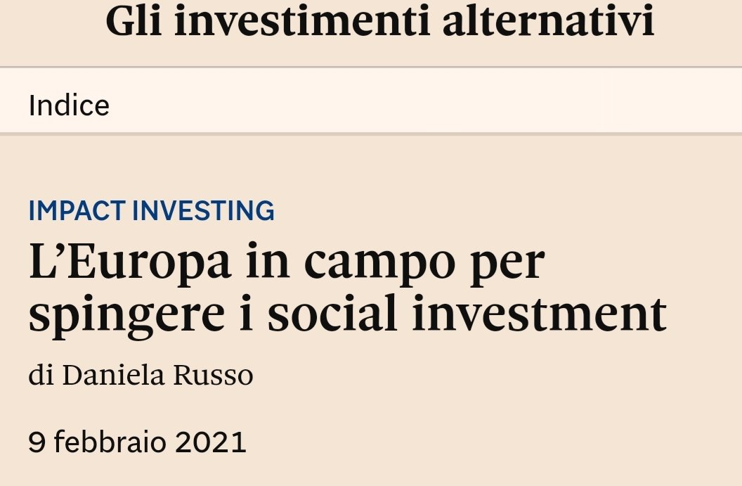 L’Europa in campo per spingere una nuova generazione d'investimenti ad impatto sociale <a href="/sole24ore/">IlSole24ORE</a> ilsole24ore.com/art/l-europa-c… <a href="/filippoaddarii/">filippo addarii</a> <a href="/SIAita_/">Social Impact Agenda per l'Italia</a>
