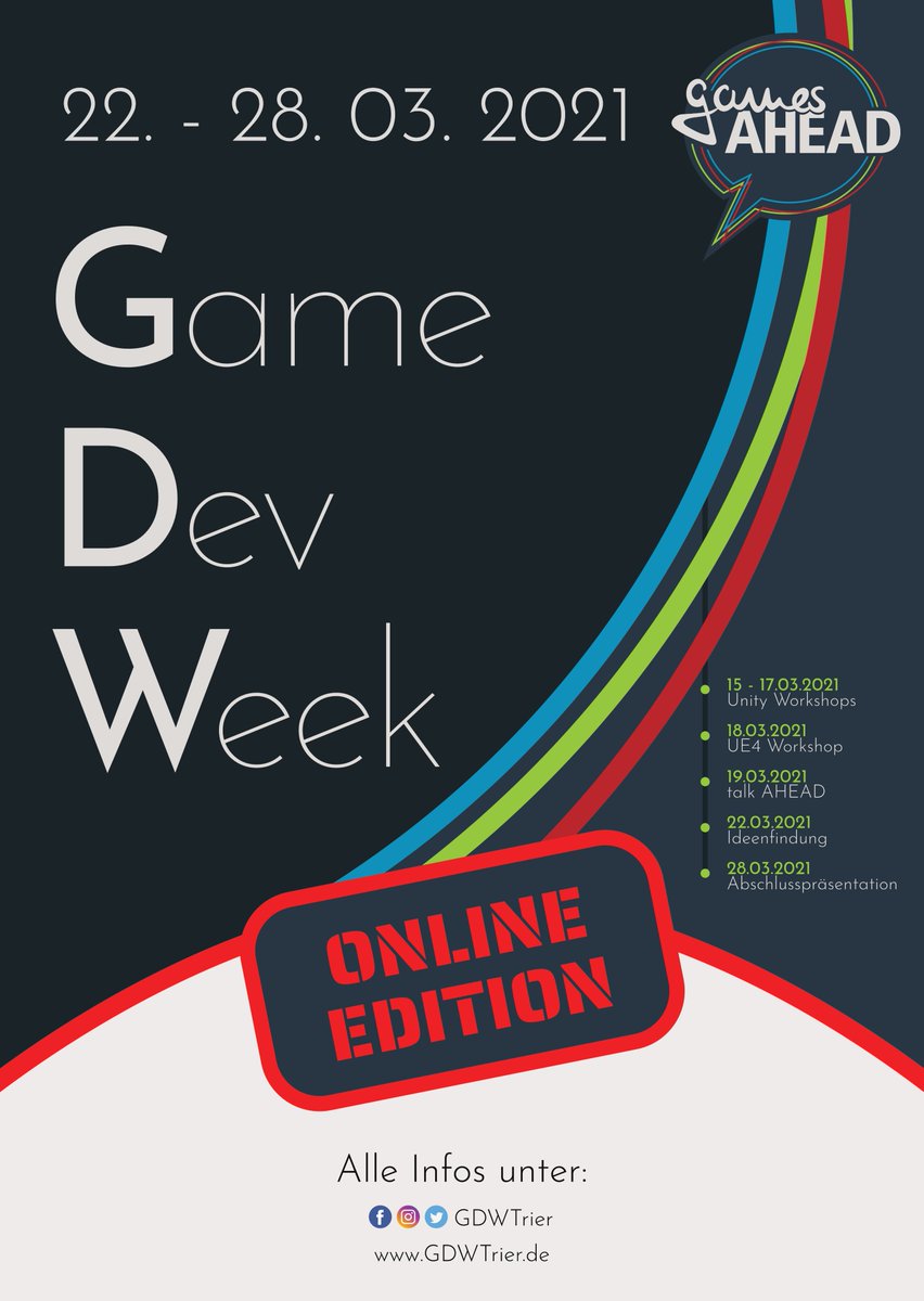 Es geht wieder los 🔥

#gdwonlineedition #gdw2021 #games #gamedesign #gamedev #gamedevelopment #computerscience #gdwtrier #trier