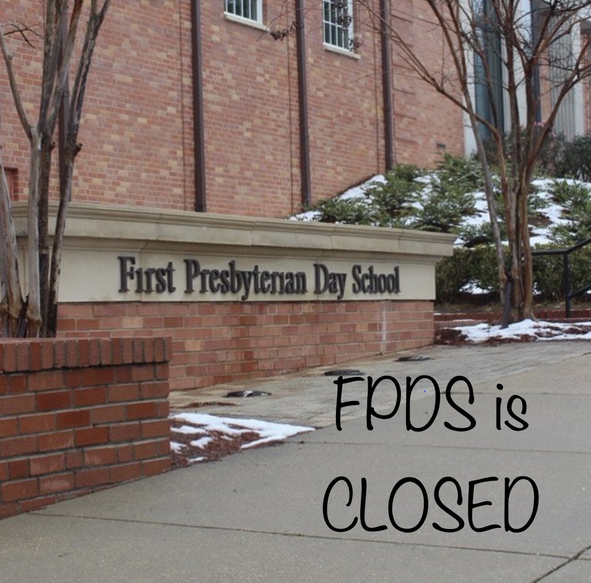 FirstPDS's tweet image. FPDS will be closed on Tuesday, February 16, due to the ongoing weather threat and the potential for hazardous travel conditions.  All classes are cancelled, and no online learning will be conducted. #thedayschool #fpds  @WLBT @16WAPTNews @WJTV