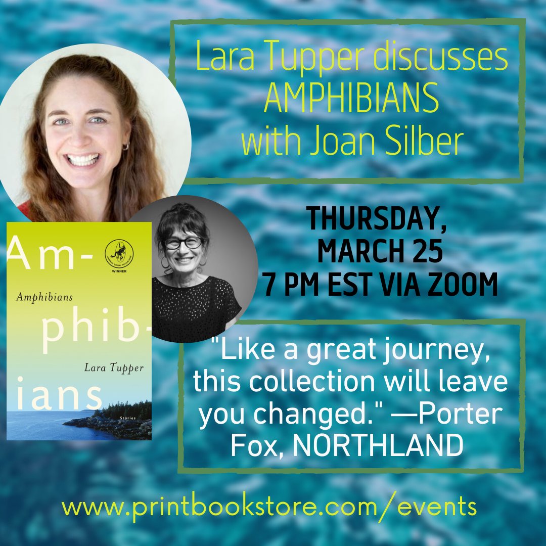 Mark your calendars! Follow the link and @printbookstore for details. 
@LaraTupper @CanOfWorms @IngramContent @ConsortiumBooks 

#WritingCommunity #readingcommunity #indie #indiepress #bookstore #local #books #Writer #interview #JoanSilber #LaraTupper #Amphibians #leapfrogpress