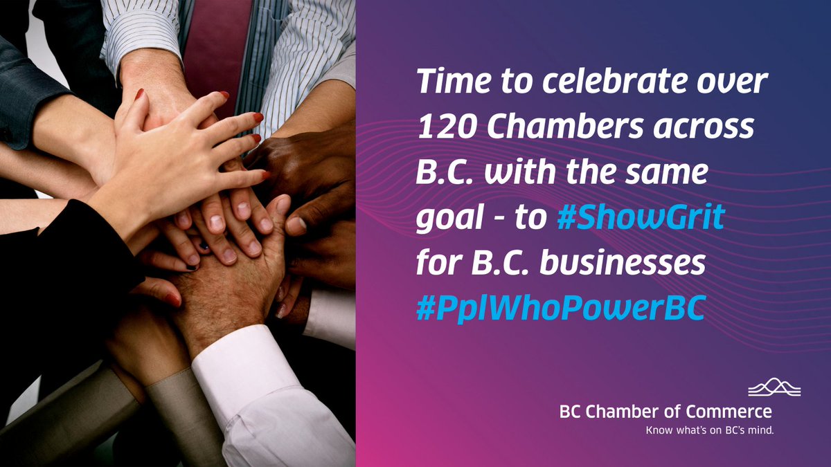 It's Chamber Week! Time to celebrate over 120 Chambers across B.C. with the same goal - to #ShowGrit for B.C. businesses. Keep an eye on our social media for some myth-busting, policy winning, and celebratory info. #PplWhoPowerBC #ChamberWeek