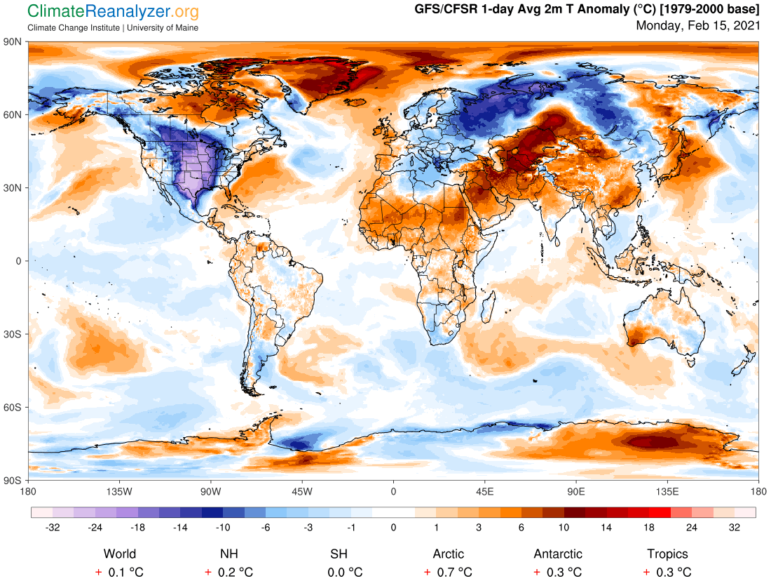 ..and whilst much of the USA is gripped by bitter cold, other parts of the globe are unusually warm, confirming the overall  #globalheating trend (via  @WMO).