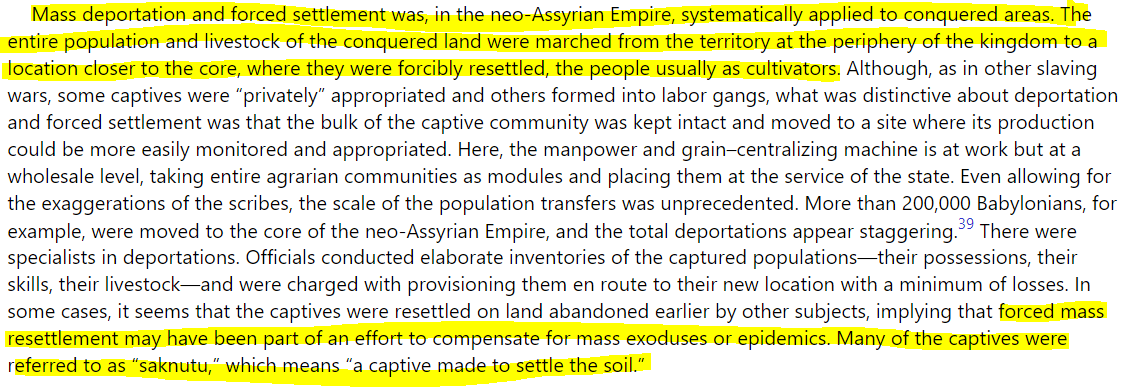 In many cases the forced relocation of captives from the periphery of early states to the core was not done to grow the population but to maintain it. Mass exoduses and epidemics were not uncommon.