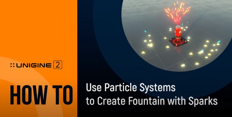Unigine's tweet image. A particle system is a universal method for dynamic effects simulation. In today's “How To” video, we demonstrate the process of creating a fountain with sparks using two particle systems (parent-child): youtu.be/FOZL5w3PO98
#unigine #howto #uniginetutorial #tutorial