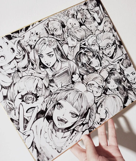 This was my first time drawing so many characters in one shikishi board! I eyeballed the composition and that was a regrettable move???

Sketched for my Valenchinese New Year Special Twitch stream, featuring all the OC's involved in my Discord servers' Valentine's art event! 