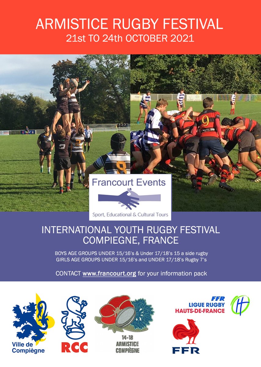 RugbyMemorial's tweet image. @RugbyMemorial @francourtevents We present the Armistice International Youth Rugby Festival 2021 with partners @RCC60200 @singlesteptours @rdjsport @otcompiegne @Aisne1418 @liguerugbyHdf #rugby #youthrugby    youtube.com/watch?v=A5EOln…