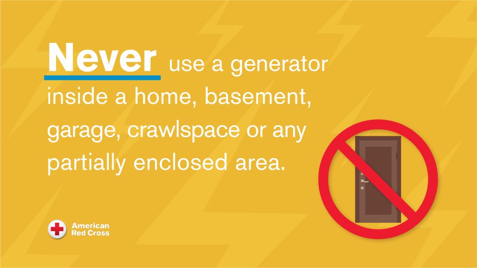 CityRichmondVA's tweet photo. A generator is indispensable when the power goes out, but if you have one, use with caution and follow this guidance from ⁦@VARedCross⁩: https://t.co/yW71oKxcdU