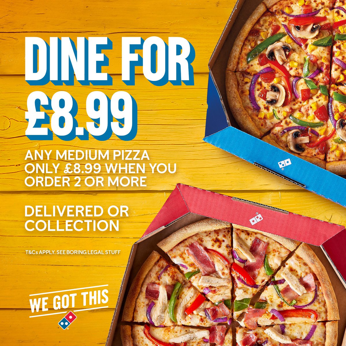 Dominos_Bham's tweet image. Enjoy Any Medium Pizza for only £8.99 when you order two or more at dominos.co.uk or via app. Delivered or Collection 🍕 Check out the new Absolute Banger now with this amazing deal.

*Limited time offer. Terms apply. Part stores. 

#Birmingham #Solihull