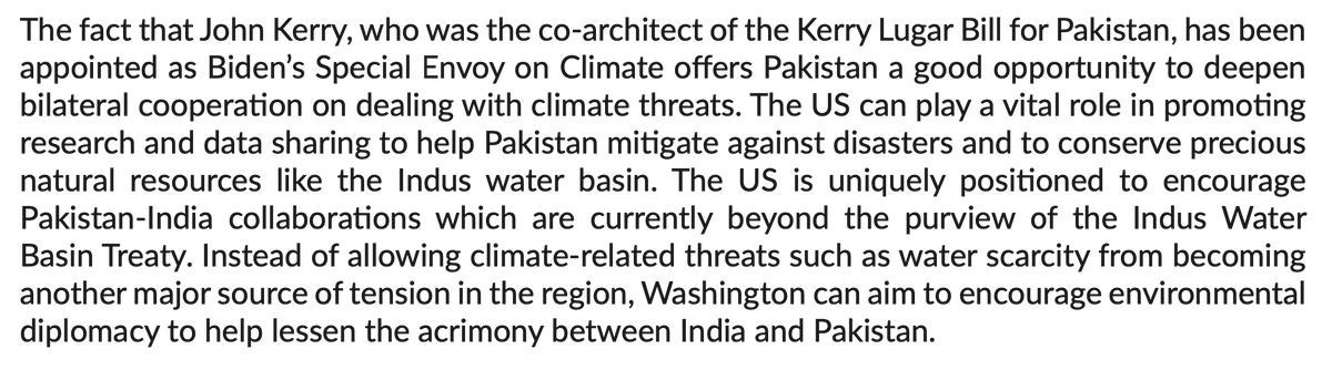 5. It also calls for increased people-to-people ties, academic exchanges, & cooperation on climate change. South Asia is on the frontlines of climate change’s worst effects & the report views cooperation on the issue as a potential off-ramp for Pakistan-India tensions.