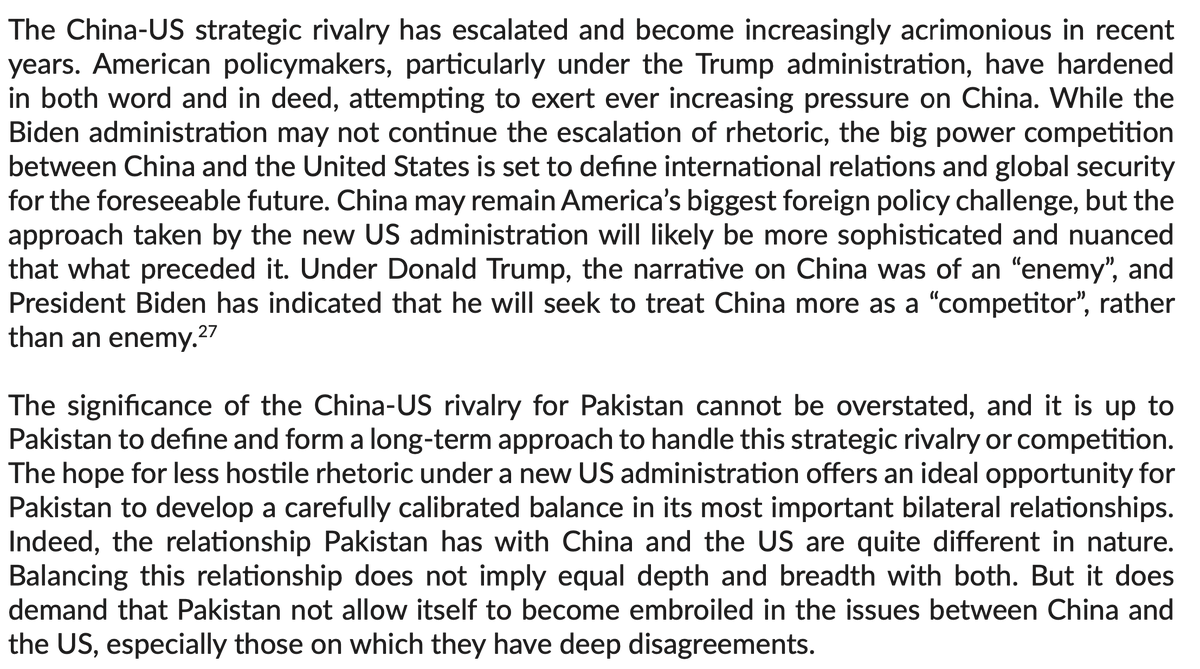 6. The report also identifies the risks countries like Pakistan face amid a deepening US-China rivalry. But Pakistan views itself as a place where Beijing & Washington can find common ground.
