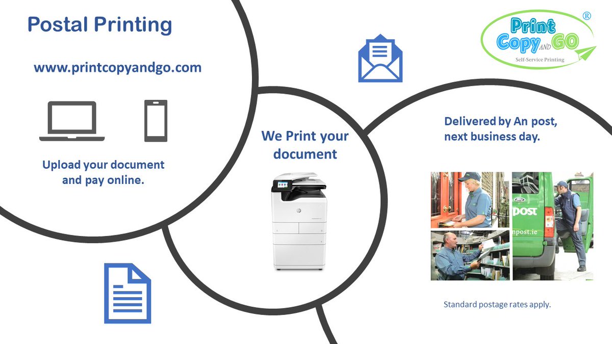 PrintCopyandGO's tweet image. Postal Printing - a new service from Print Copy and Go. With Public Libraries closed and limited access to Public Print locations we are delighted to offer a Postal Printing Service. 
Go to our website printcopyandgo.com.