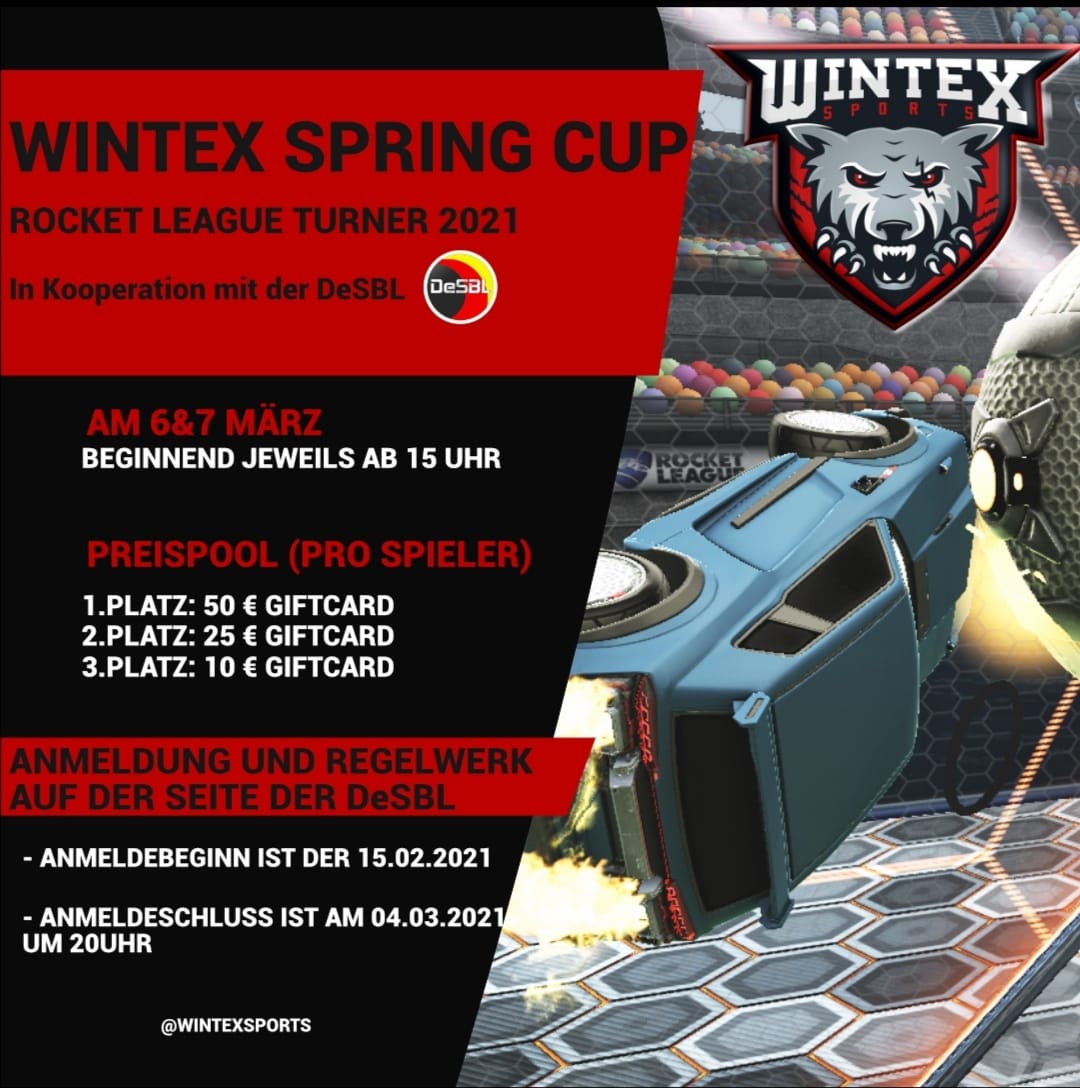Es ist so weit😍 Wir präsentieren euch den #wintexspringcup.  Er findet am 6 und 7 März statt und es gibt einen Preispool von mehr als 255€. Weitere Infos zur Anmeldung, Regelwerk, Durchführung und zum Check-in findet ihr auf der Seite der #dESBL (<a href="/desbl/">DeSBL</a>)
desbl.de/index.php?publ…