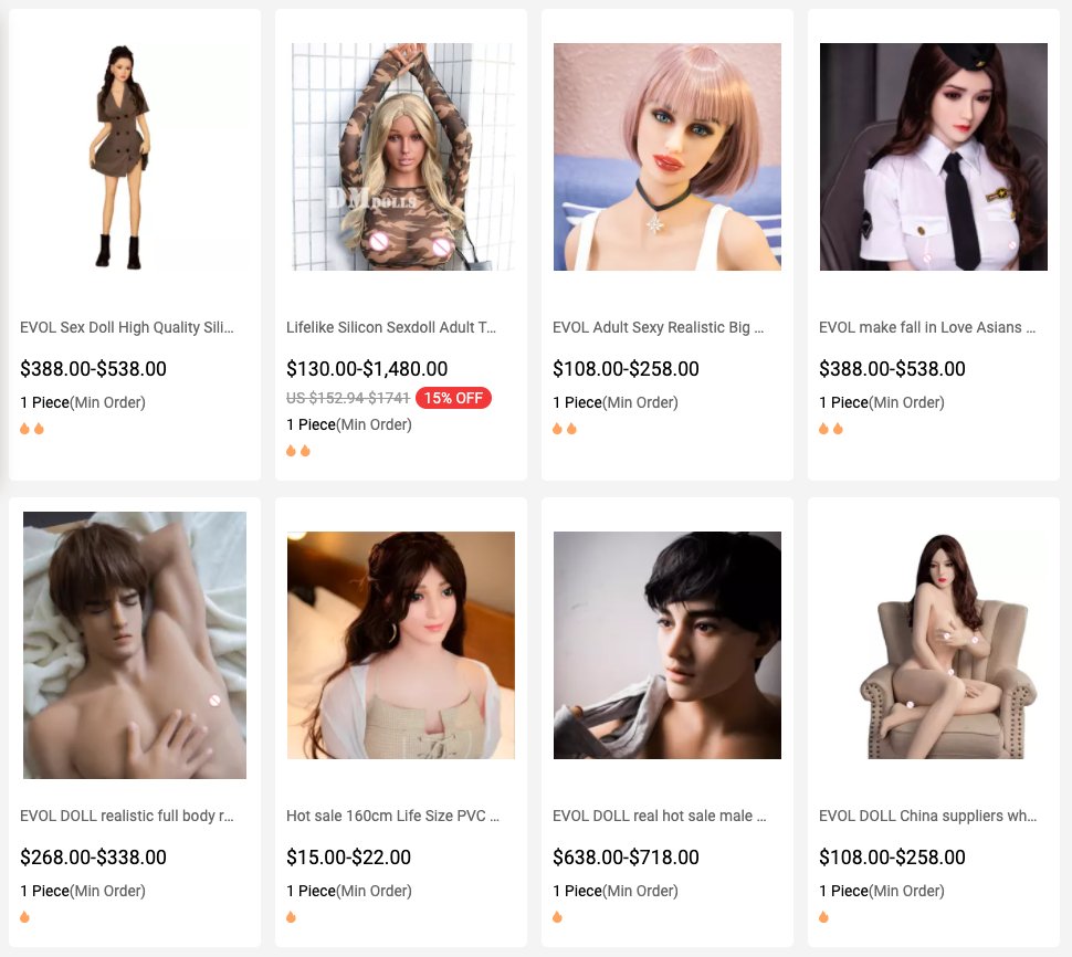 As of February 4, Chinese marketplace  @AlibabaB2B is no longer shipping any sex dolls to the United States—including unambiguously adult and male dolls. One supplier claims this is due to an American government order. We are investigating.