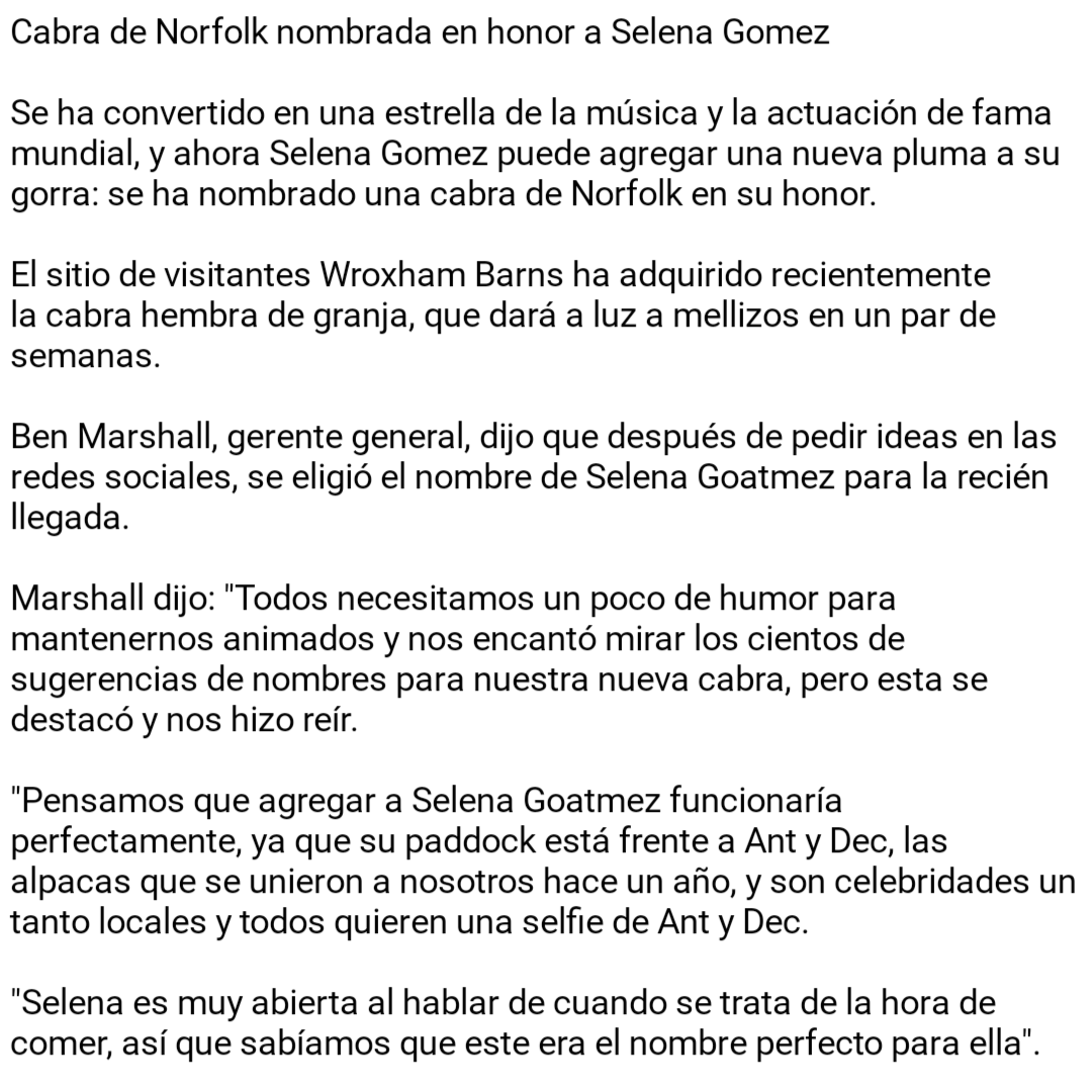 _selenagomezecu's tweet photo. Norfolk goat named after Selena Gomez⁣
⁣
🐐 Cabra de Norfolk nombrada en honor a @selenagomez

https://t.co/70k4p0V5tE https://t.co/XEt2grjwIX