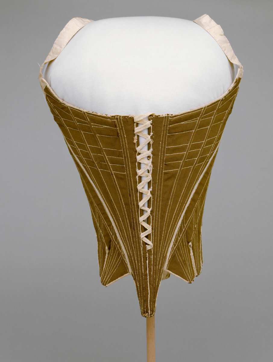 For the less flexible among us, there were also front-lacing stays available through the end of the 18th century. I'm very fond of the boning pattern in these lovelies. https://www.ngv.vic.gov.au/explore/collection/work/47781/