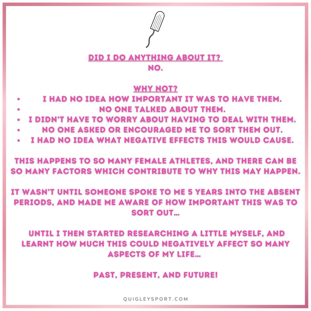 LaurenAQuigley's tweet photo. *PLEASE SHARE*👈

I didn’t have a period during my training days for 5 years… 🙆‍♀️

If you’re reading this and can relate to any part of what I’m saying, please reach out!

Learn from my mistake and please do something about it. 🙏

#quigleysport #period #womeninsport https://t.co/6EAvG9Gf6L