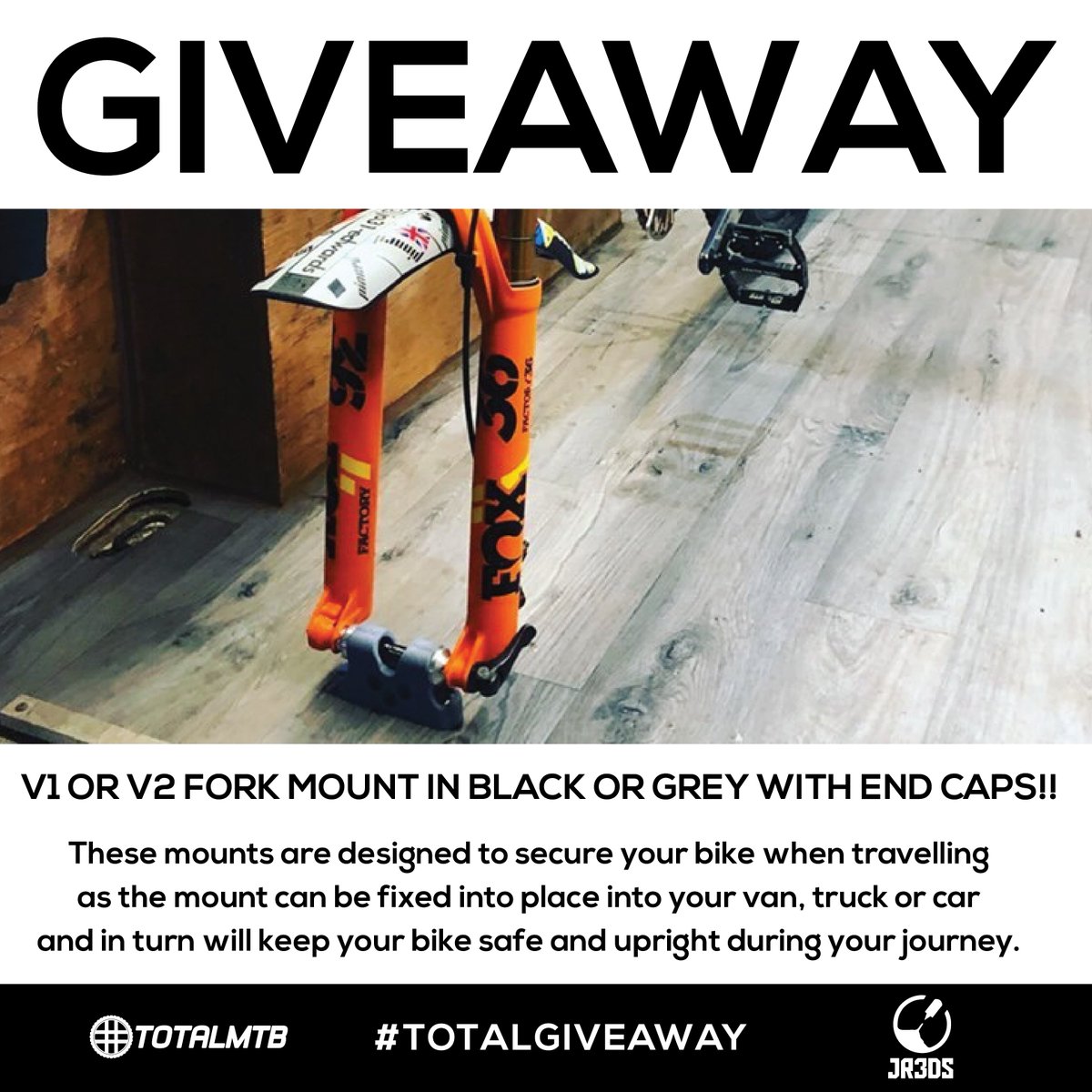 ⭐️⭐️GIVEAWAY TIME⭐️⭐️

This giveaway is for the very popular MTB/Road bike fork mount.

The mounts consist of a 3D printed body coupled with CNC machined aluminium end caps.