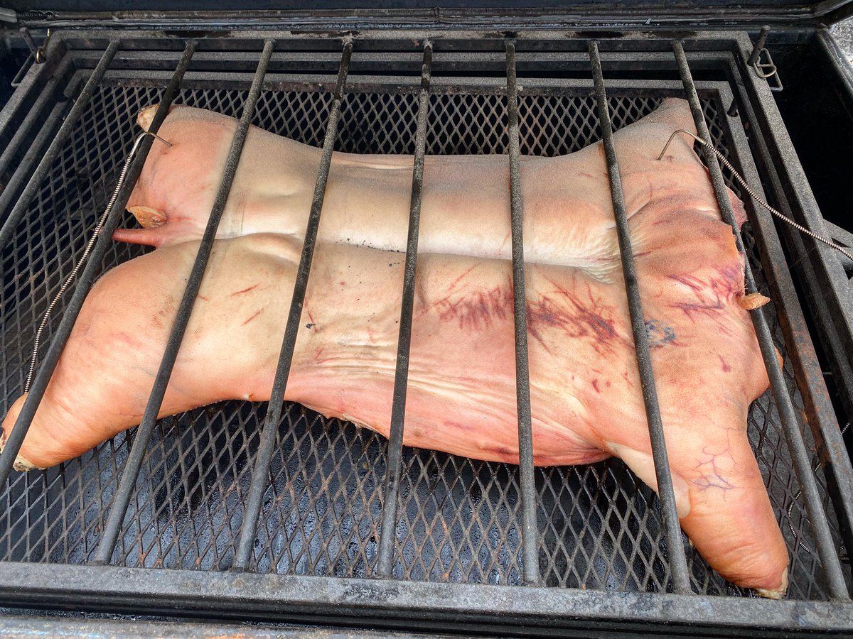 foxbrosbarbq's tweet photo. How long has it been since you have had whole hog barbecue Atlanta? Well we got one on the pit cooking with #embersonly for your Tuesday. So get ready and come hungry! https://t.co/vtC7J22L6W