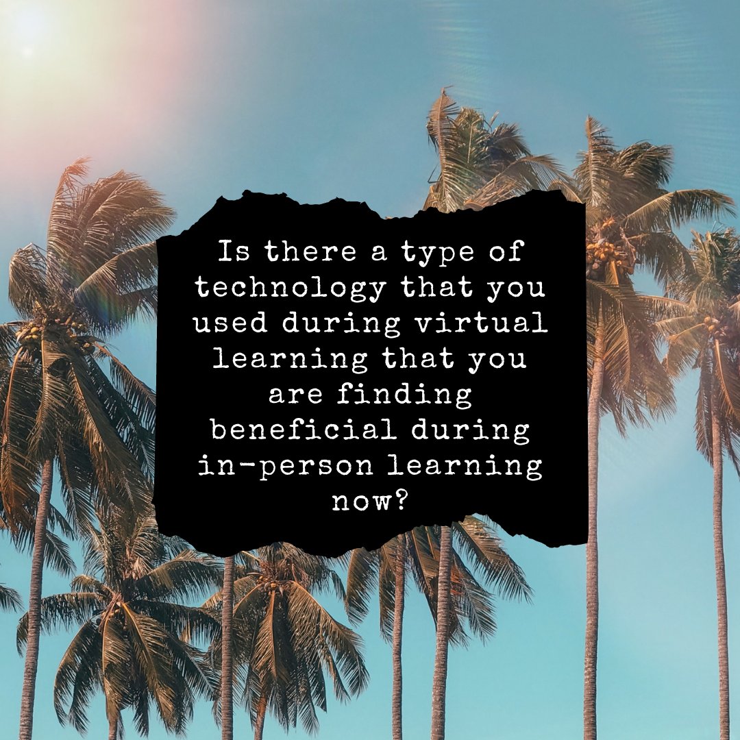 EdtSteph09's tweet photo. Week 6 Twitter Chat: Looking for types of technology that were used during virtual learning that are now being used for in-person learning! #wuedt6020 https://t.co/xZxCETiFnC