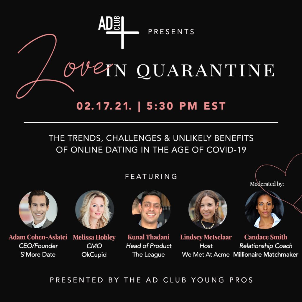 Barker_Agency's tweet photo. Still talking about the insanity of finding love during quarantine? 

We're excited for what our Creative Strategist, @EstieWassner , has been cooking up with @AdClubNY — click the link in our bio to register. https://t.co/HZatV93QHF
