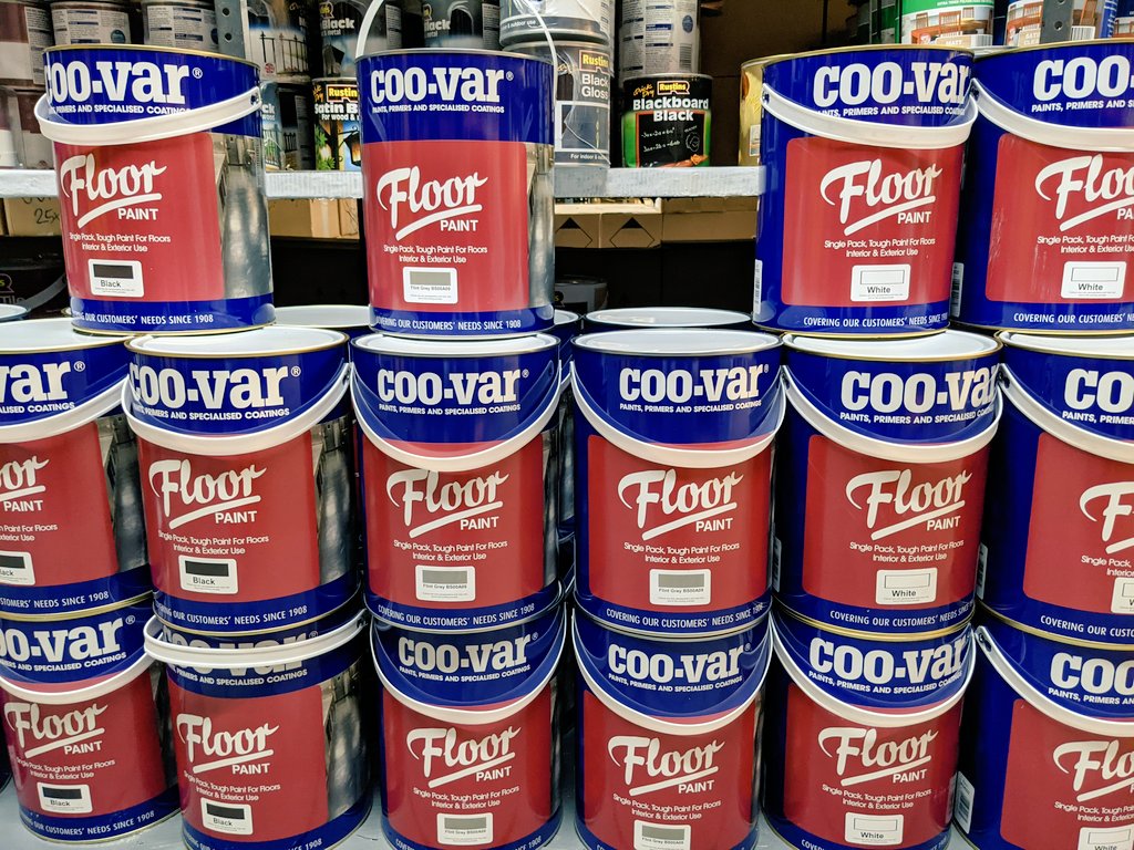 #coovar industrial floor paint is an easy to use, single-pack oil-based floor coating suitable for interior &amp; exterior use. It's available in a range of popluar ready mixed colours.

5ltrs currently on offer for £29.99+ per unit. Order in-store or online @ colourcentre.com