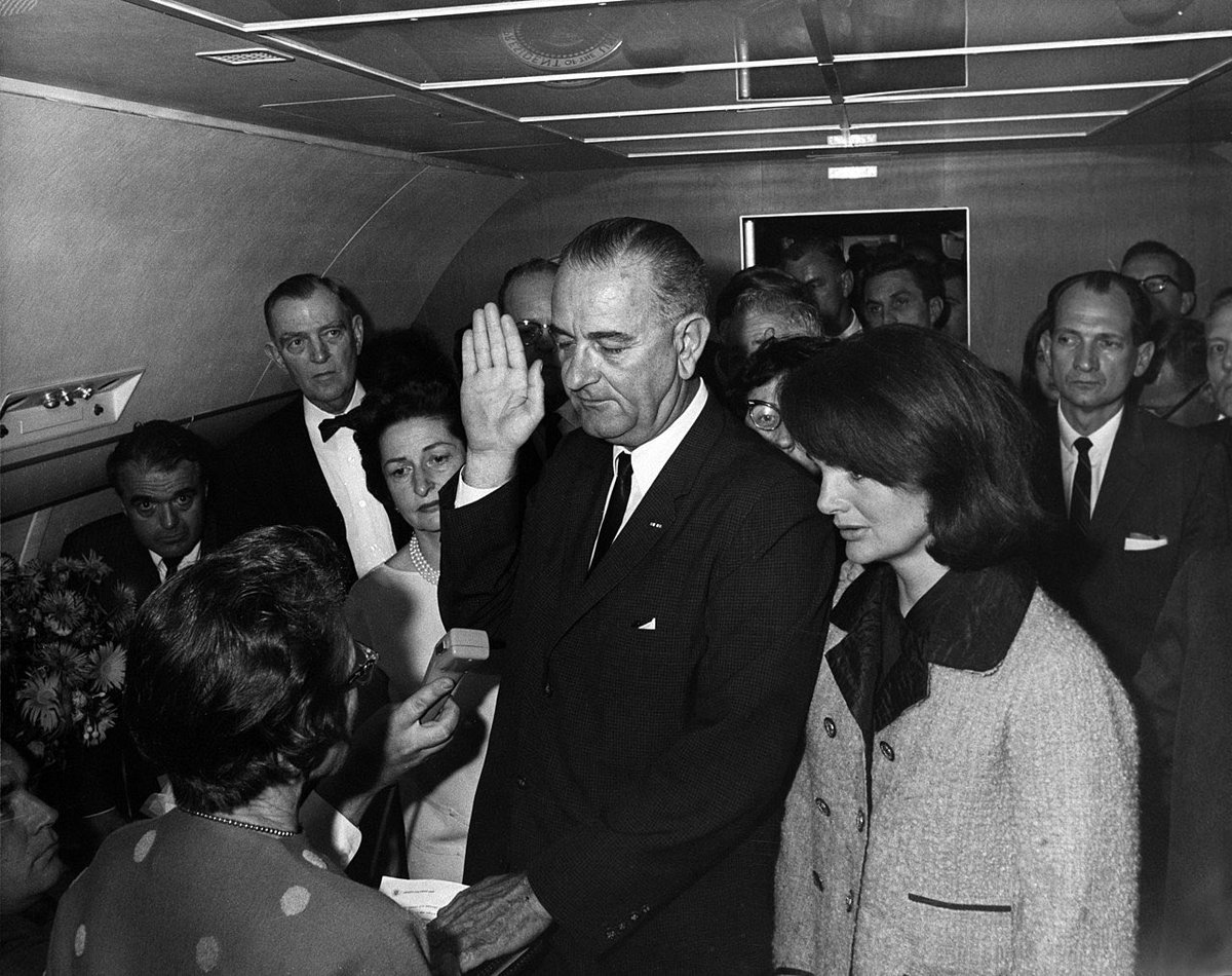36. Lyndon B. Johnson’s first inauguration in 1963 took place aboard of Air Force One at Love Field, Dallas shortly after the assassination of President Kennedy. #PresidentsDay