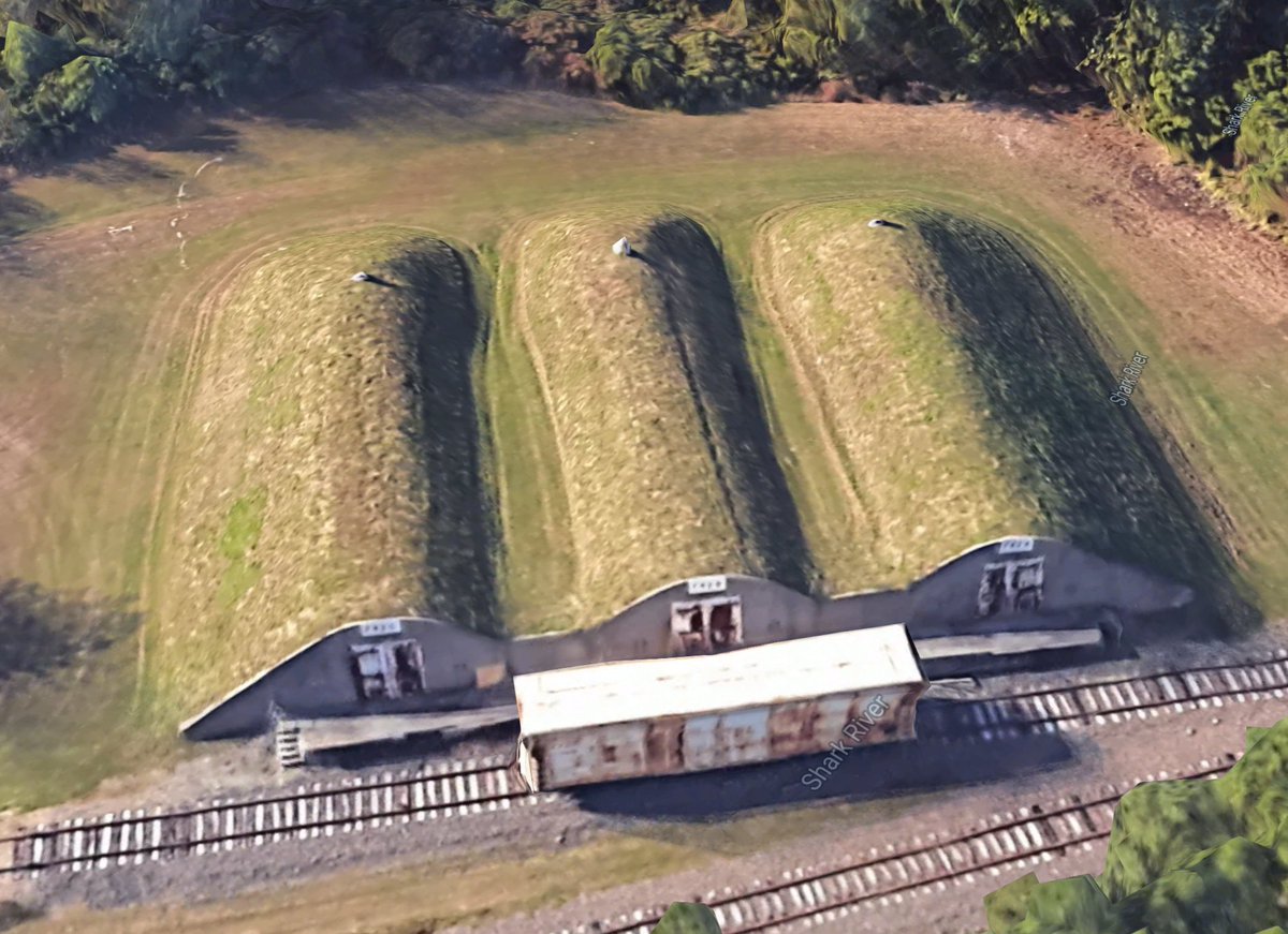 Here's a closer look at one of the bunker storage sites. You can see it bears a striking resemblance to a standard warehouse loading dock that's designed to receive carloads...other than being built into the ground in the middle of the woods, that is.